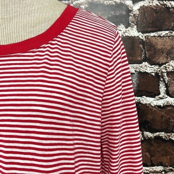 Spendid T-Shirt Long Sleeves Red White Stripes Button Back Size XXL - Picture 3 of 10